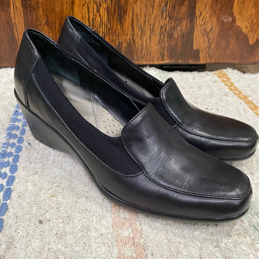 Easy Spirit Black Wedges Shoes Size 8 Narrow Lightweight Comfort Work Shoes